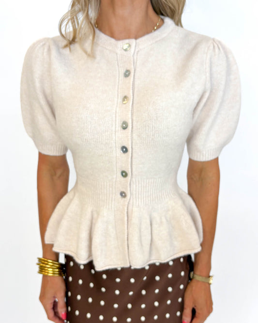The Cozy Charm Peplum Cardigan