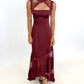 Bordeaux Evening Lace Maxi Dress