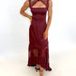 Bordeaux Evening Lace Maxi Dress