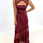 Bordeaux Evening Lace Maxi Dress