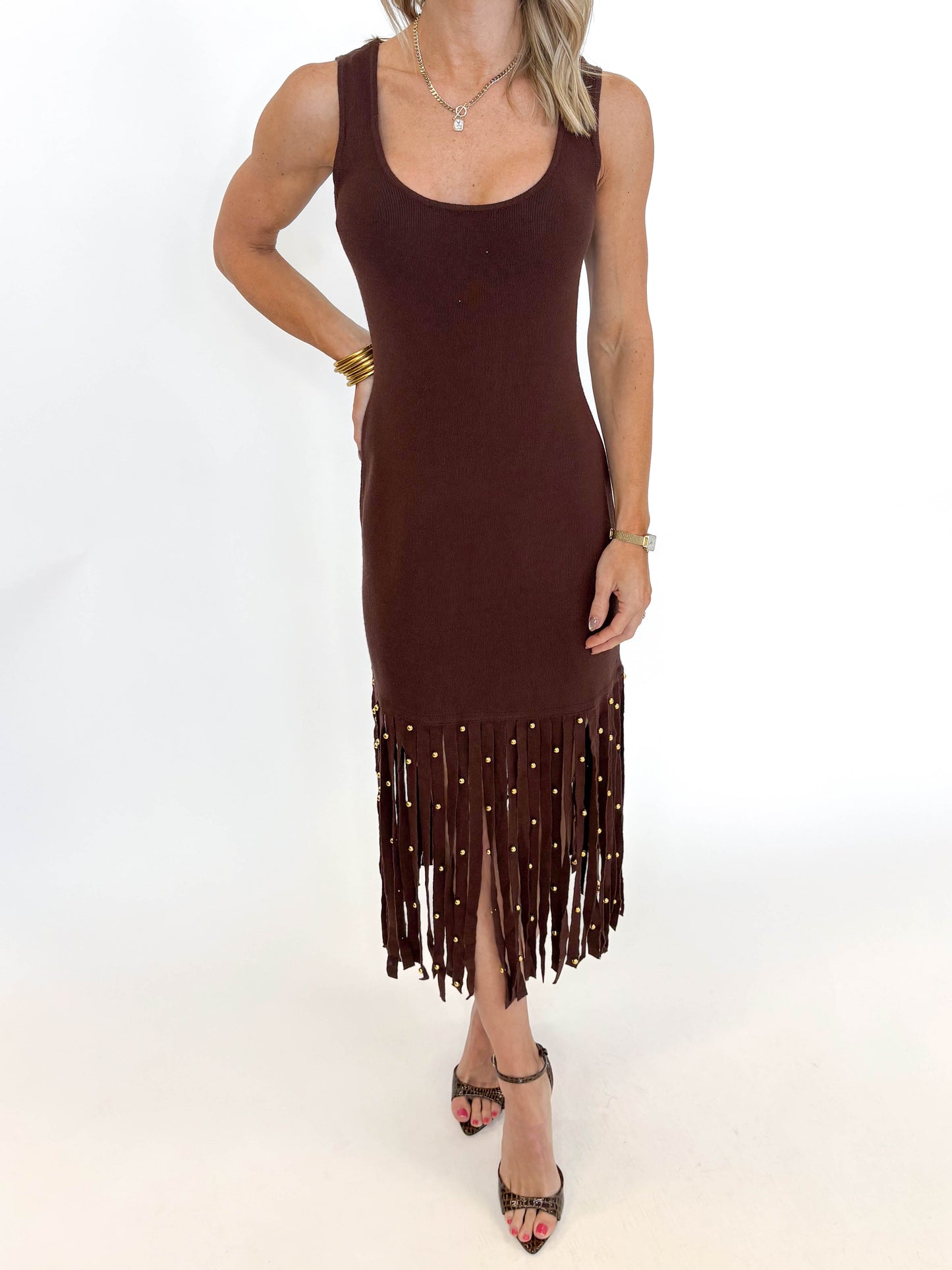 Midnight in Mocha Fringe Dress