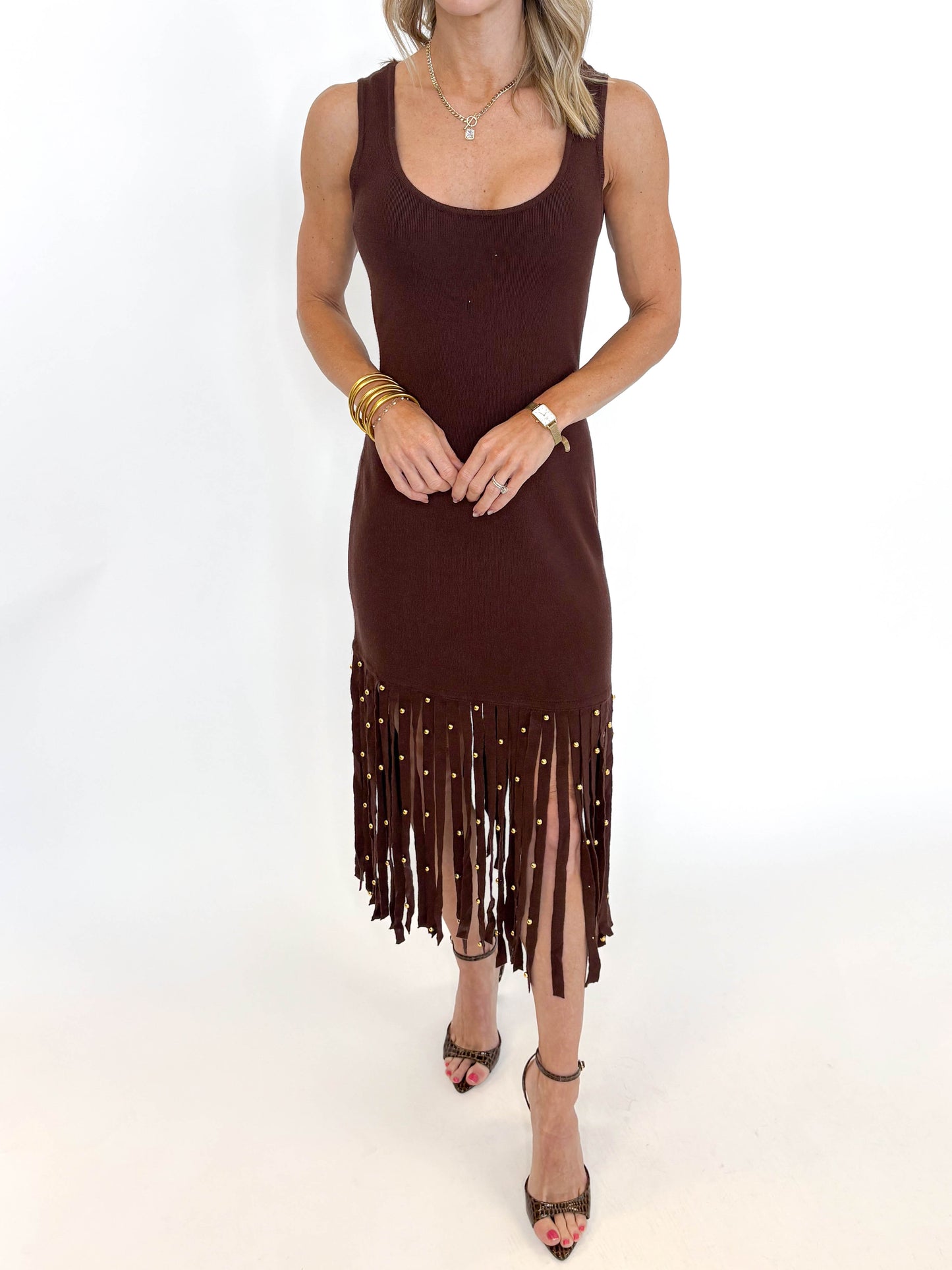 Midnight in Mocha Fringe Dress