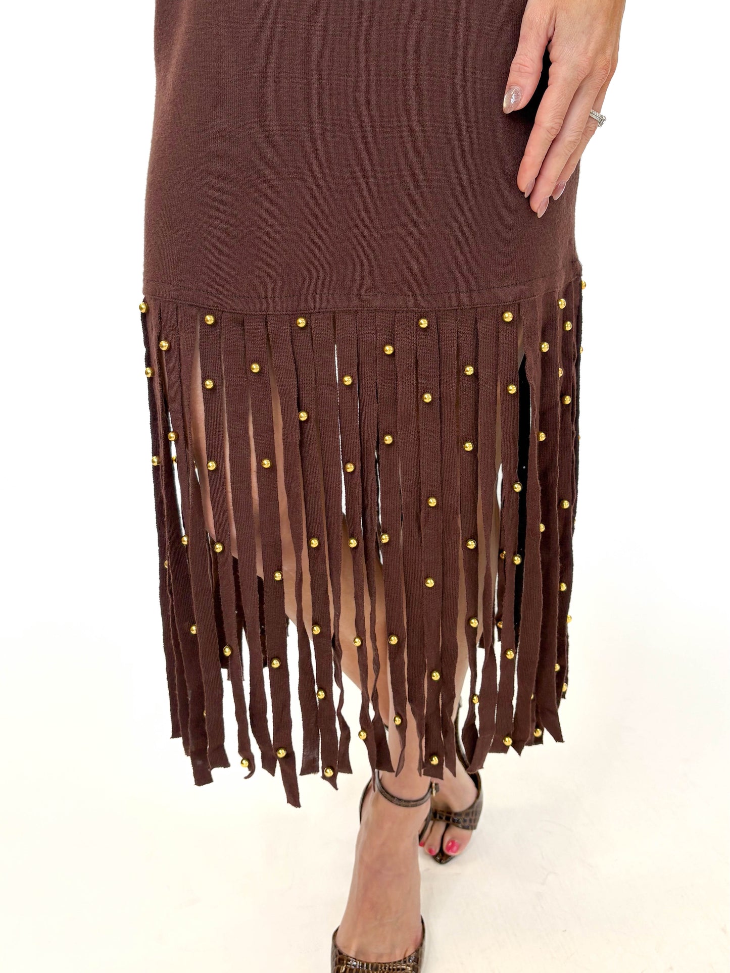 Midnight in Mocha Fringe Dress