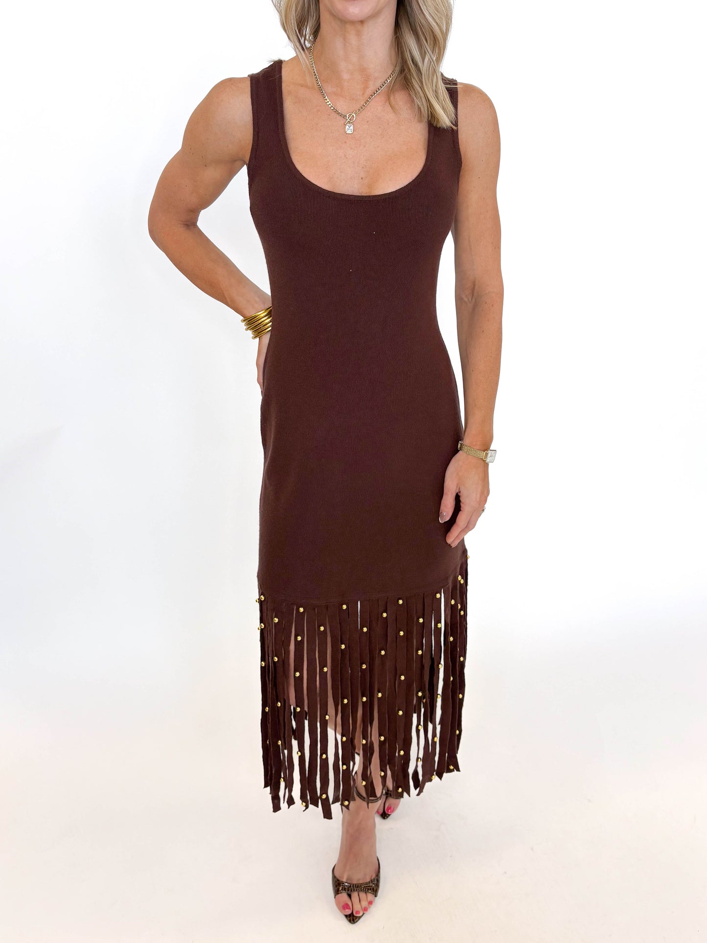 Midnight in Mocha Fringe Dress