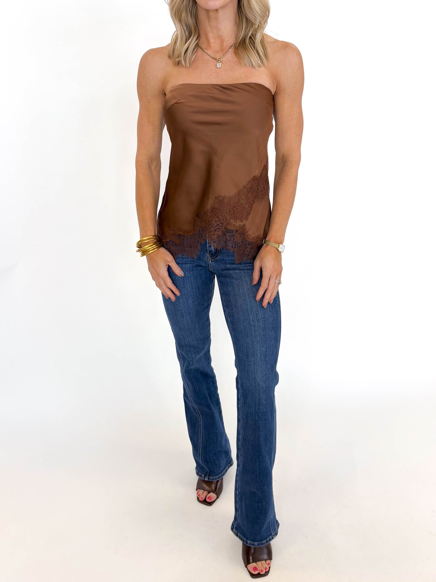 Mocha Muse Lace Top