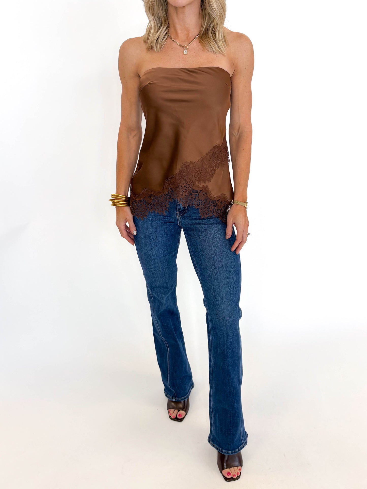 Mocha Muse Lace Top
