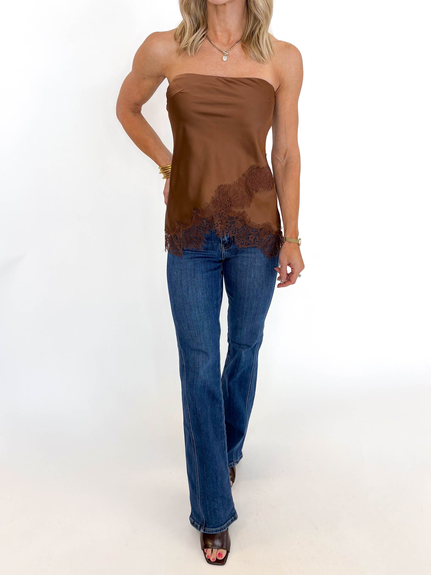 Mocha Muse Lace Top