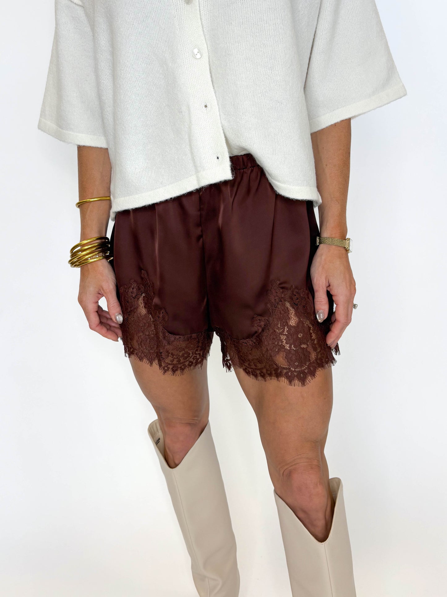 Lace & Luxe Satin Shorts - MORE COLORS