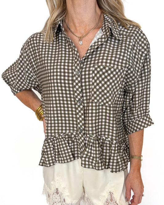 Olive Orchard Peplum Top