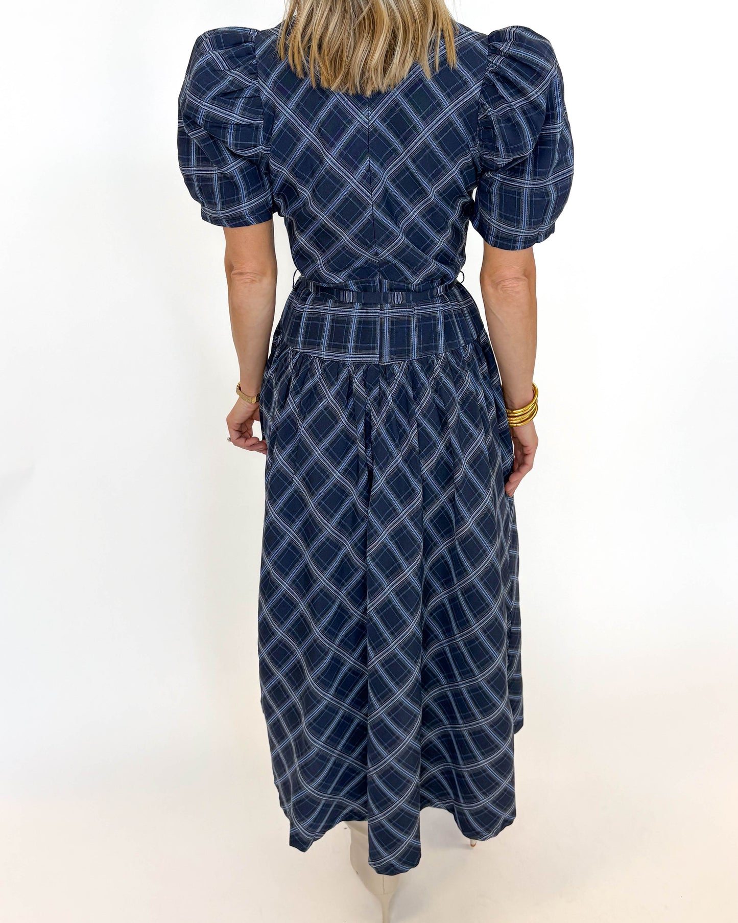 Blue Belle Plaid Maxi Dress