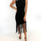 After Hours Fringe Midi Dress