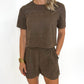 Espresso Faux Suede Set