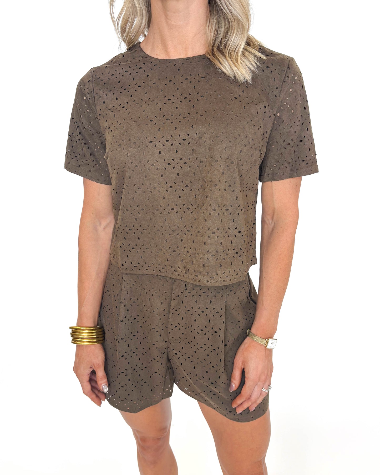 Espresso Faux Suede Set
