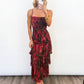 Scarlet Bloom Tiered Midi Dress
