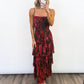 Scarlet Bloom Tiered Midi Dress