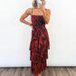 Scarlet Bloom Tiered Midi Dress