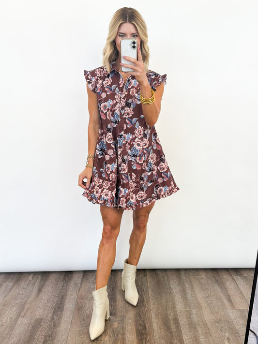 Ruffled Bloom Button-Down Dress