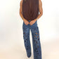 BAYEAS High Rise Floral Jeans