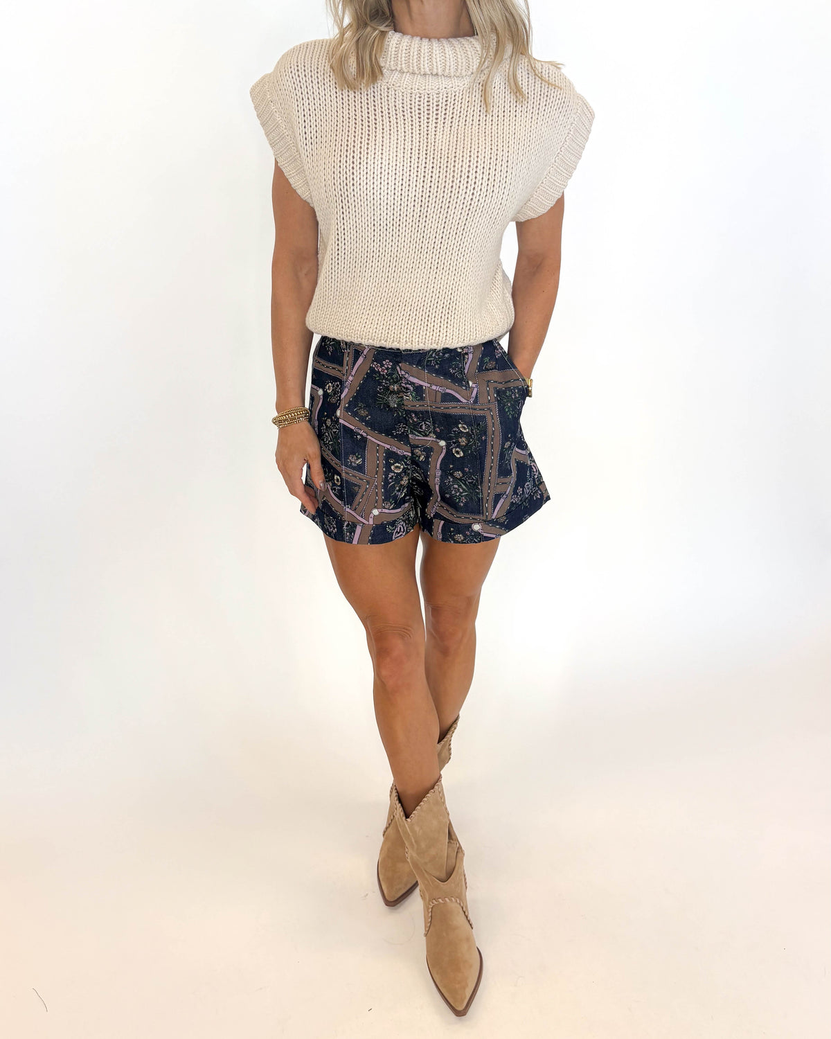 Vintage Reins Printed Shorts