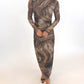 Mocha Marble Mesh Dress