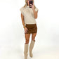 Cider Season Faux Suede Skort