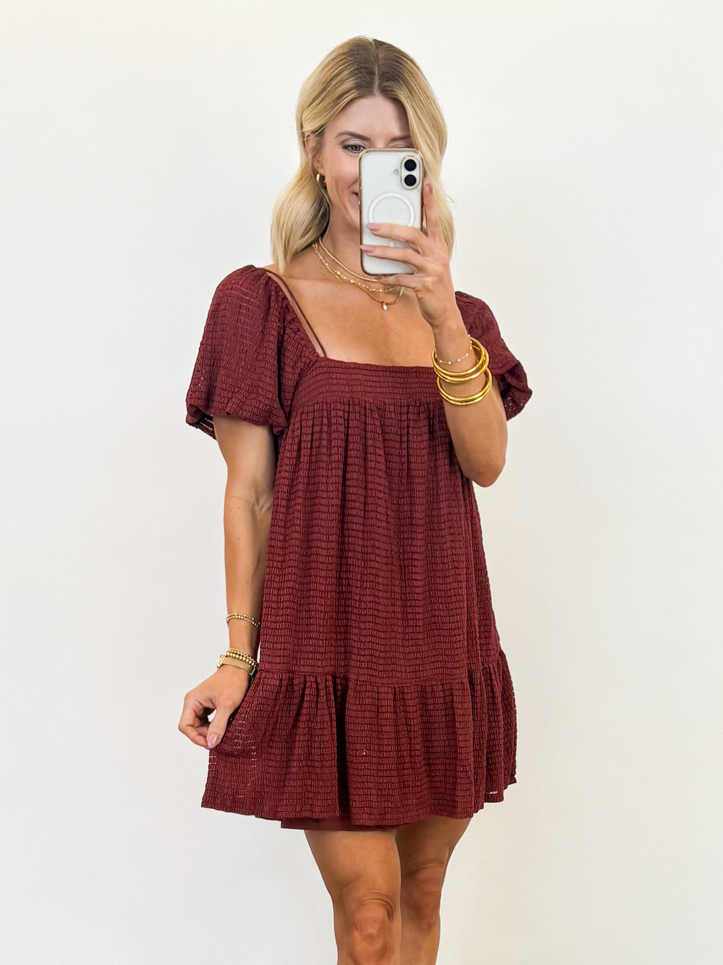 Rustic Charm Smocked Mini Dress