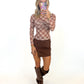 Rosewood Plaid Mesh Top