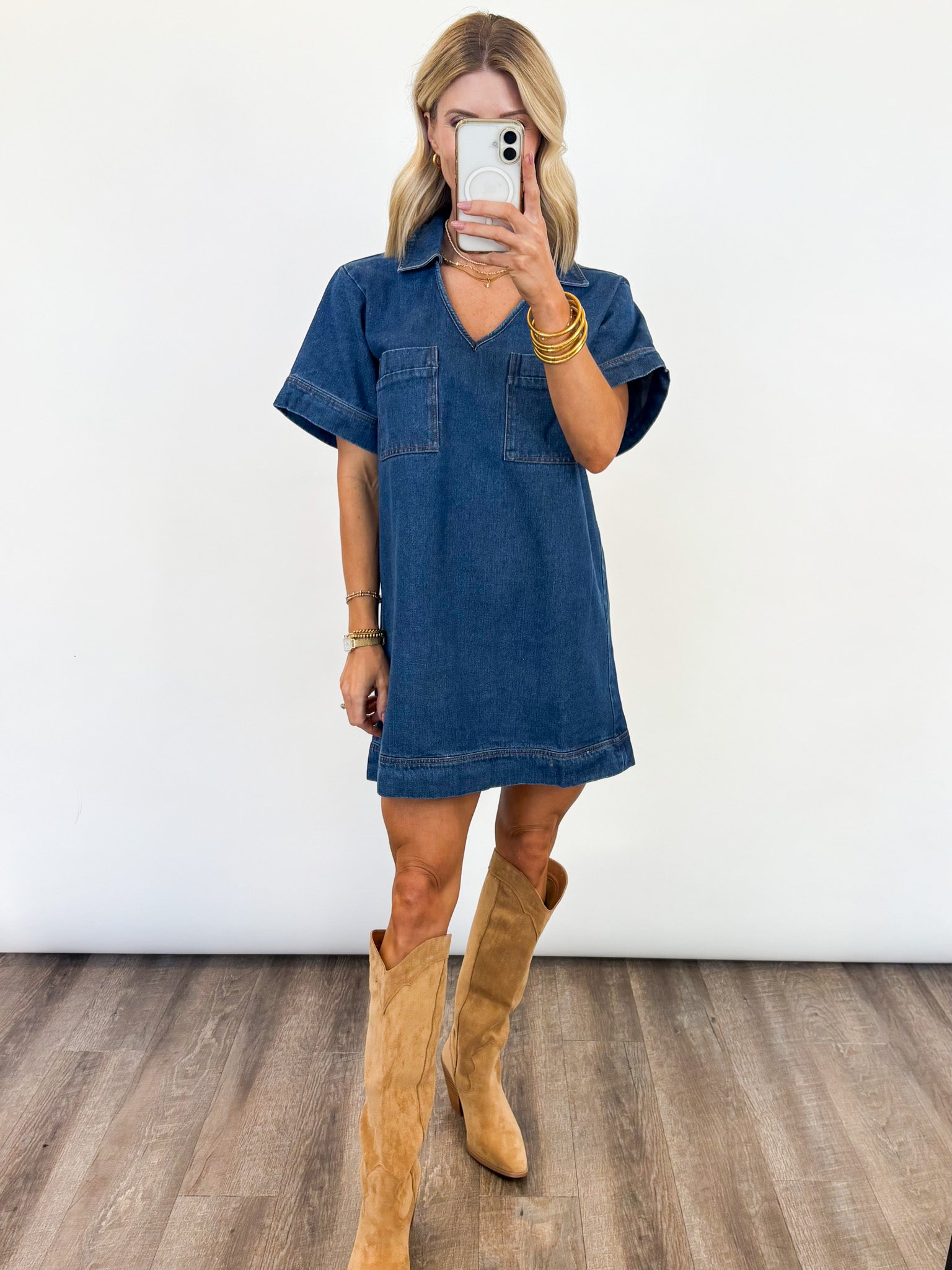Effortless Edge Denim Dress Dk. Denim / MEDIUM Effortless Edge Denim Dress Dk. Denim / MEDIUM