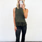 Fringe Edge Olive Knit Tank