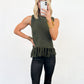 Fringe Edge Olive Knit Tank