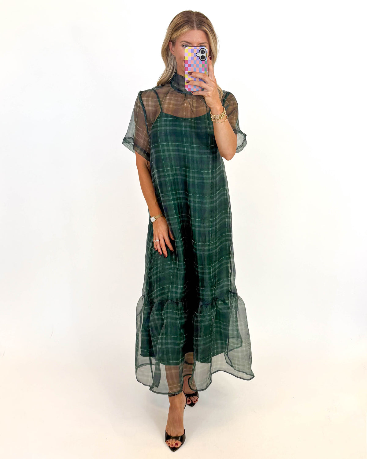 Evergreen Elegance Plaid Dress