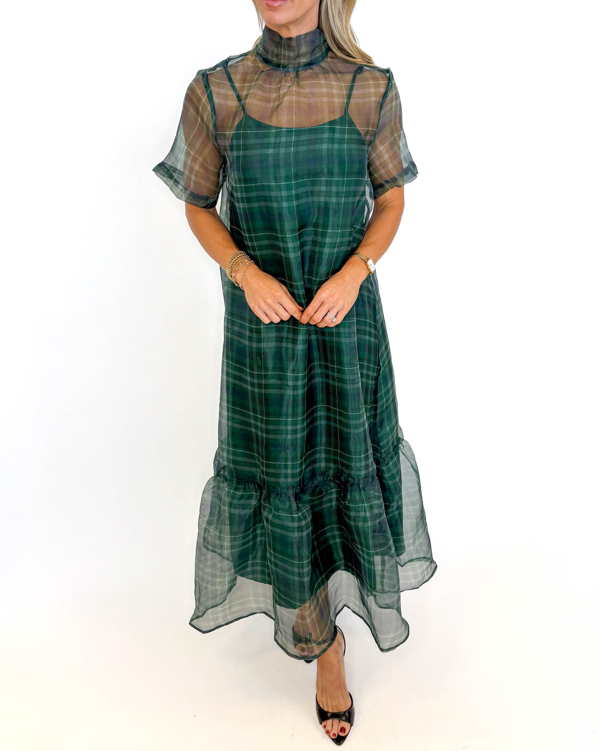 Evergreen Elegance Plaid Dress