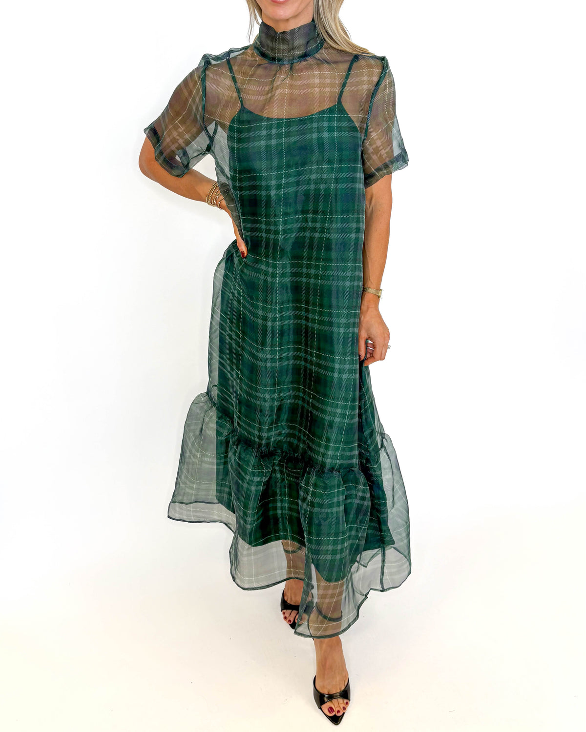 Evergreen Elegance Plaid Dress