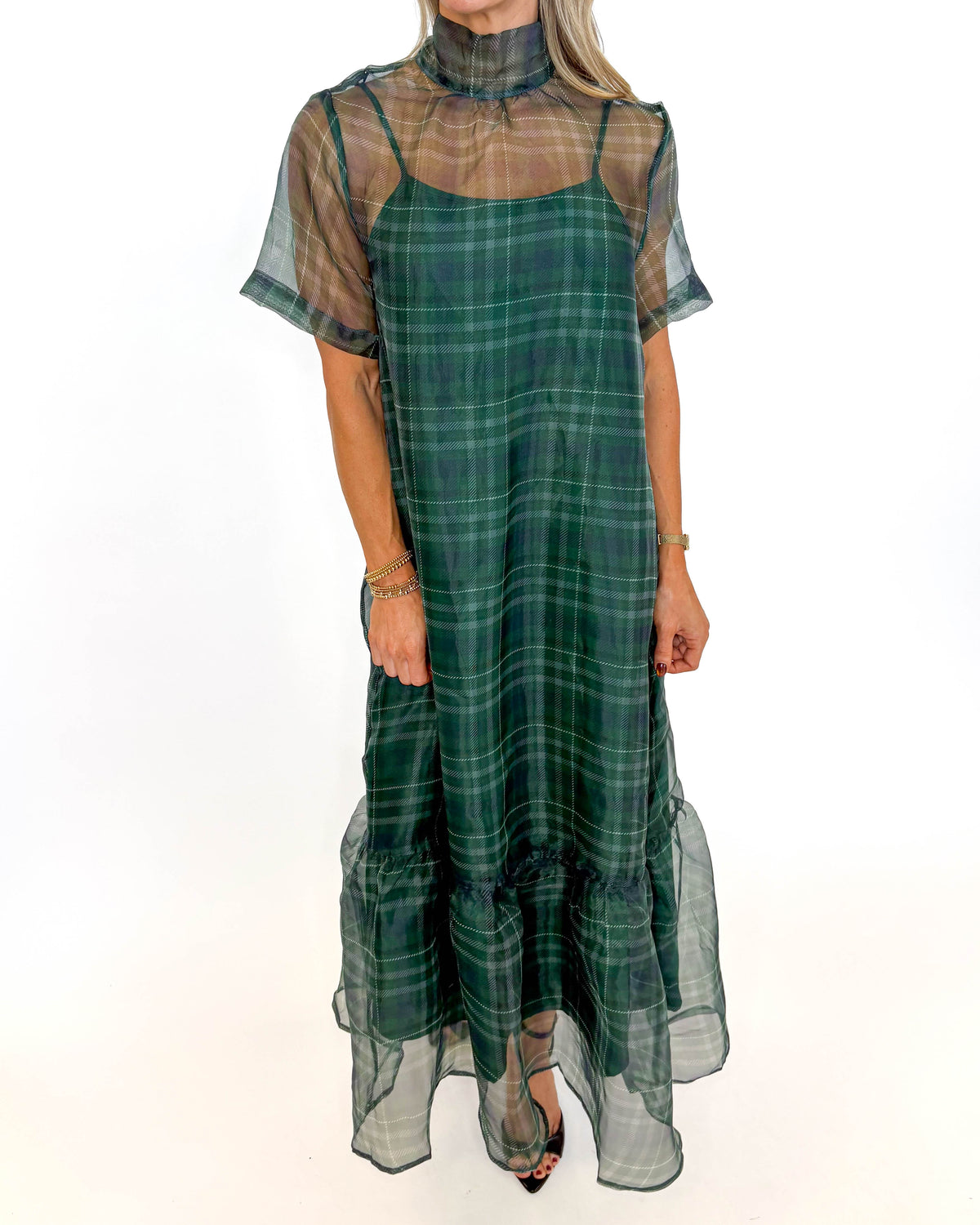 Evergreen Elegance Plaid Dress