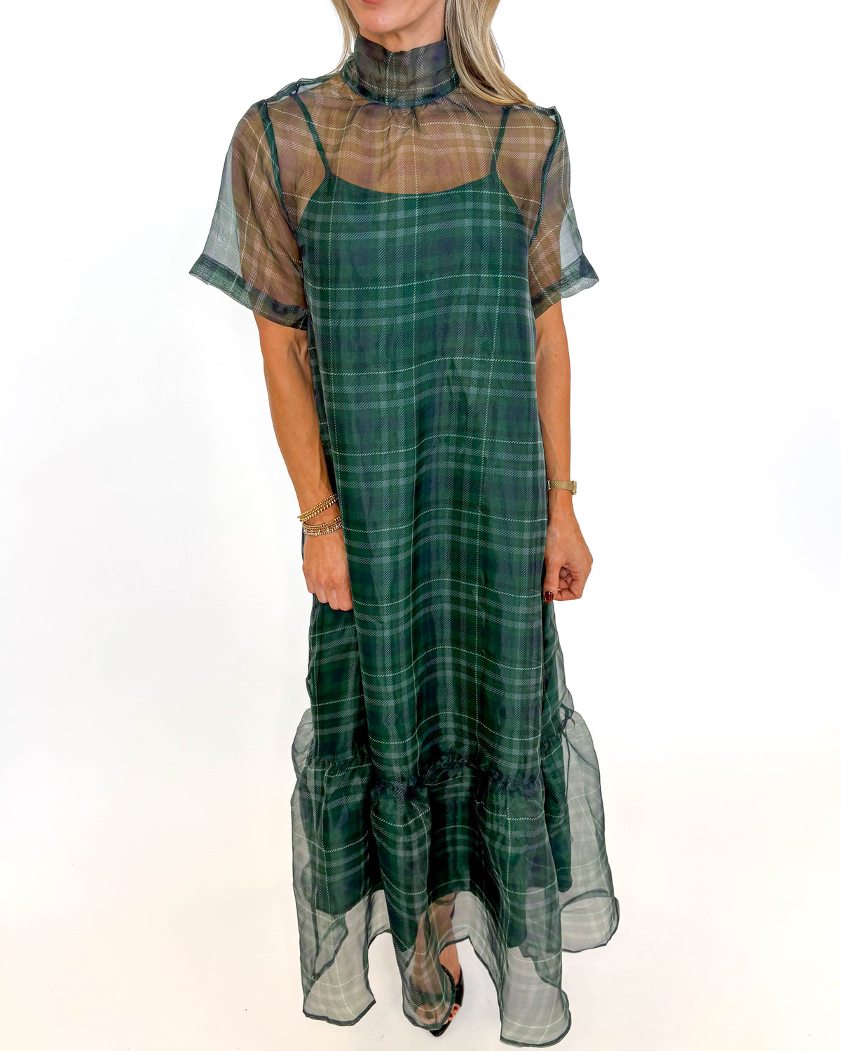 Evergreen Elegance Plaid Dress
