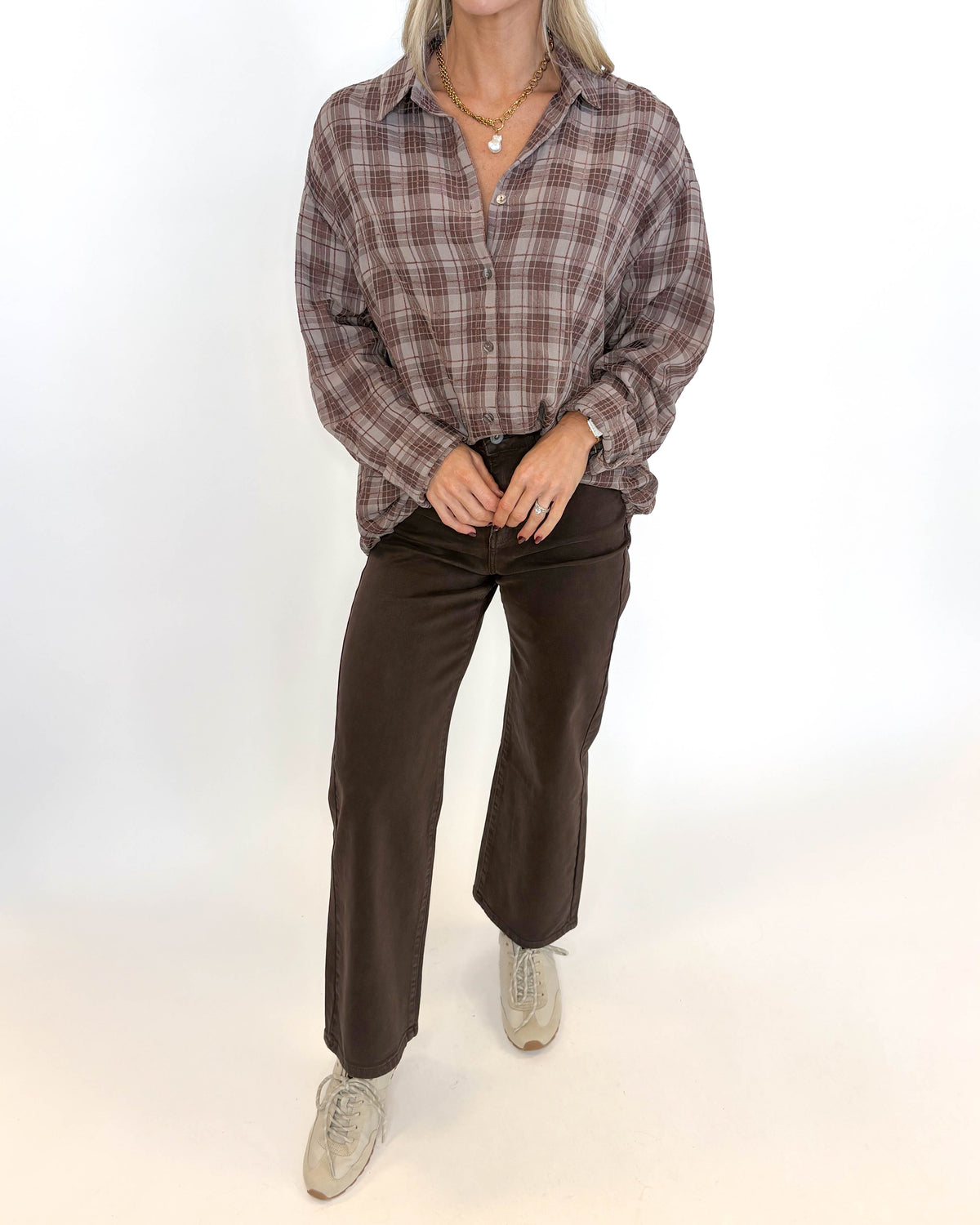 Coffee Run Plaid Top