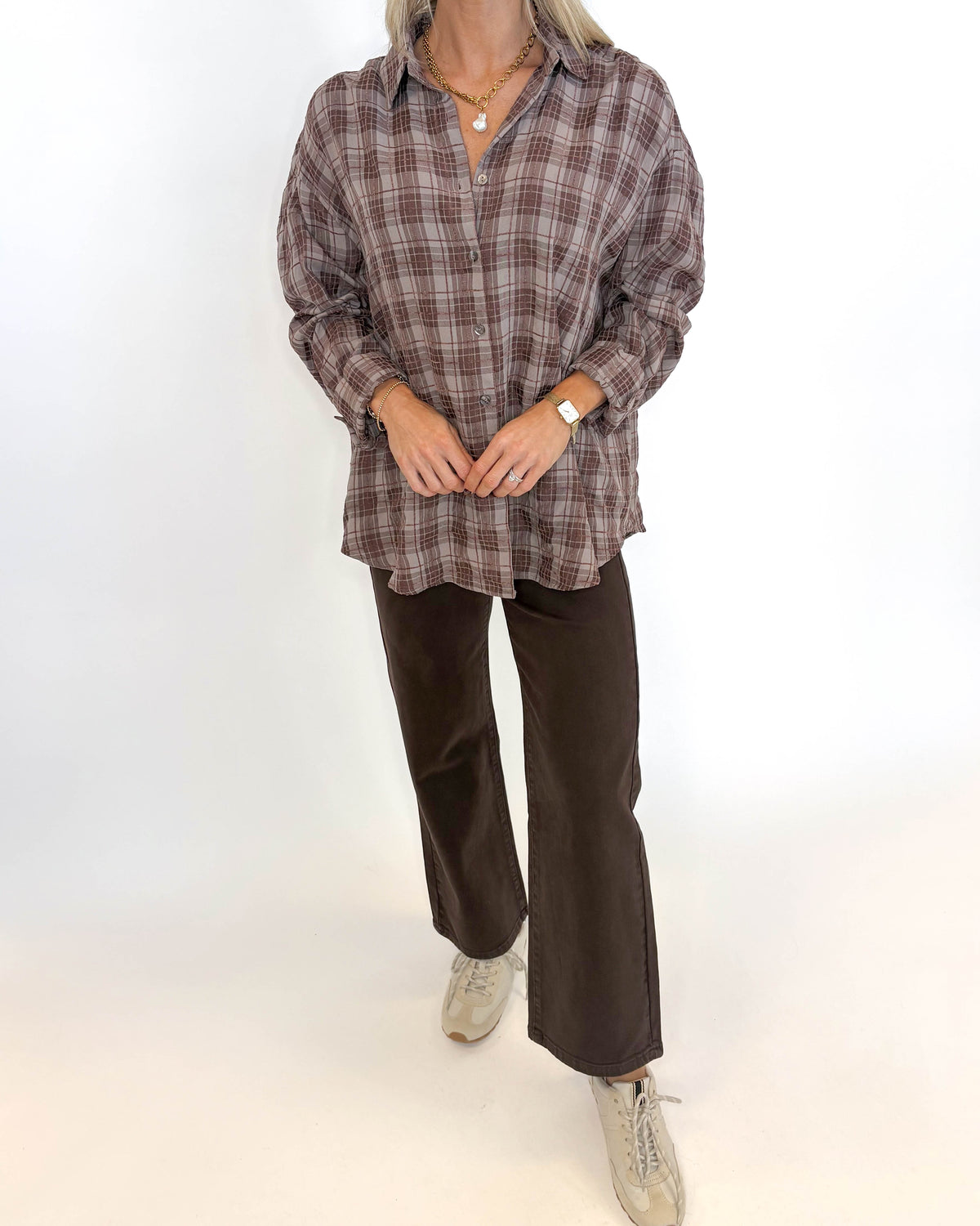 Coffee Run Plaid Top