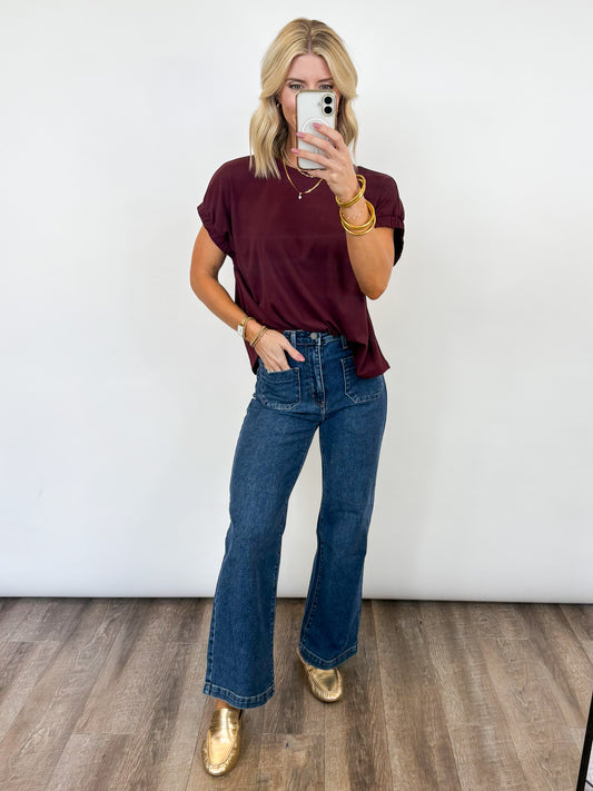 Gathered Edge Tee - 2 COLORS
