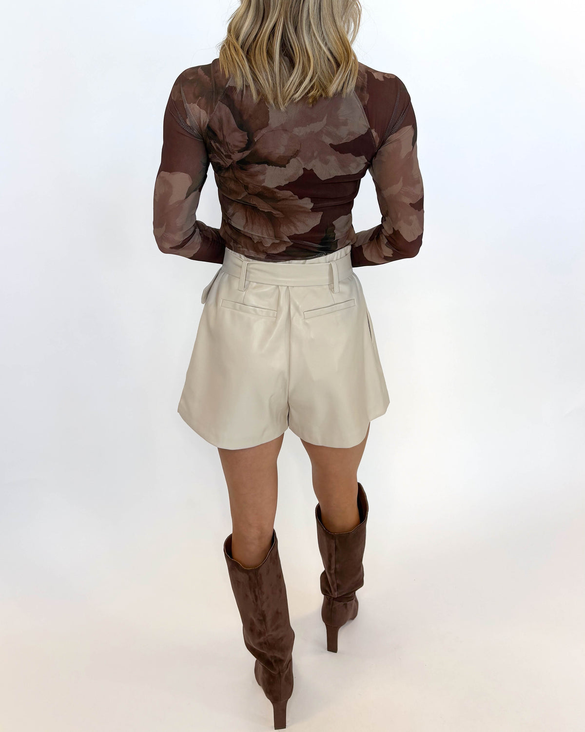 Mocha Floral Mesh Top