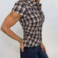 Bonfire Plaid Button-Up Top