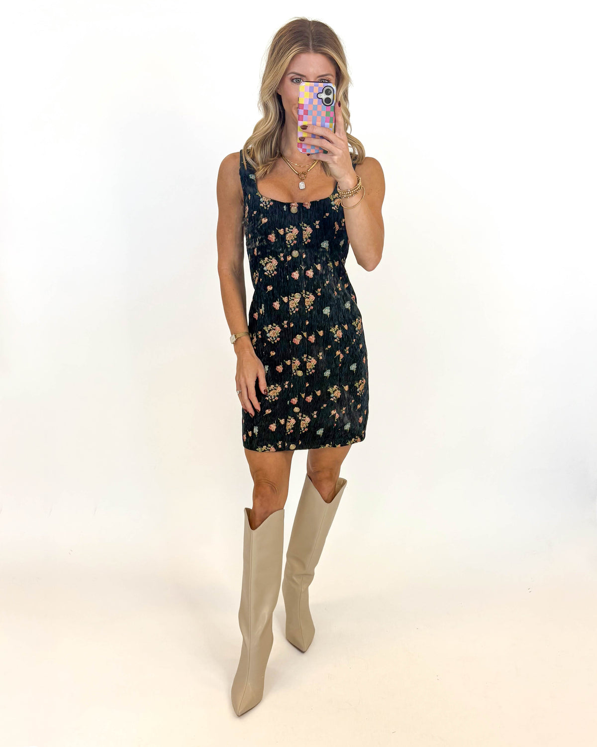 Evergreen Elegance Floral Dress