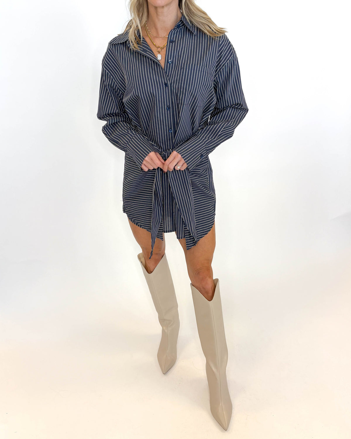 The Boardwalk Stripe Shirt Dress