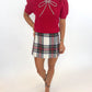Holiday Cheer Plaid Skort - WHITE
