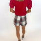Holiday Cheer Plaid Skort - WHITE