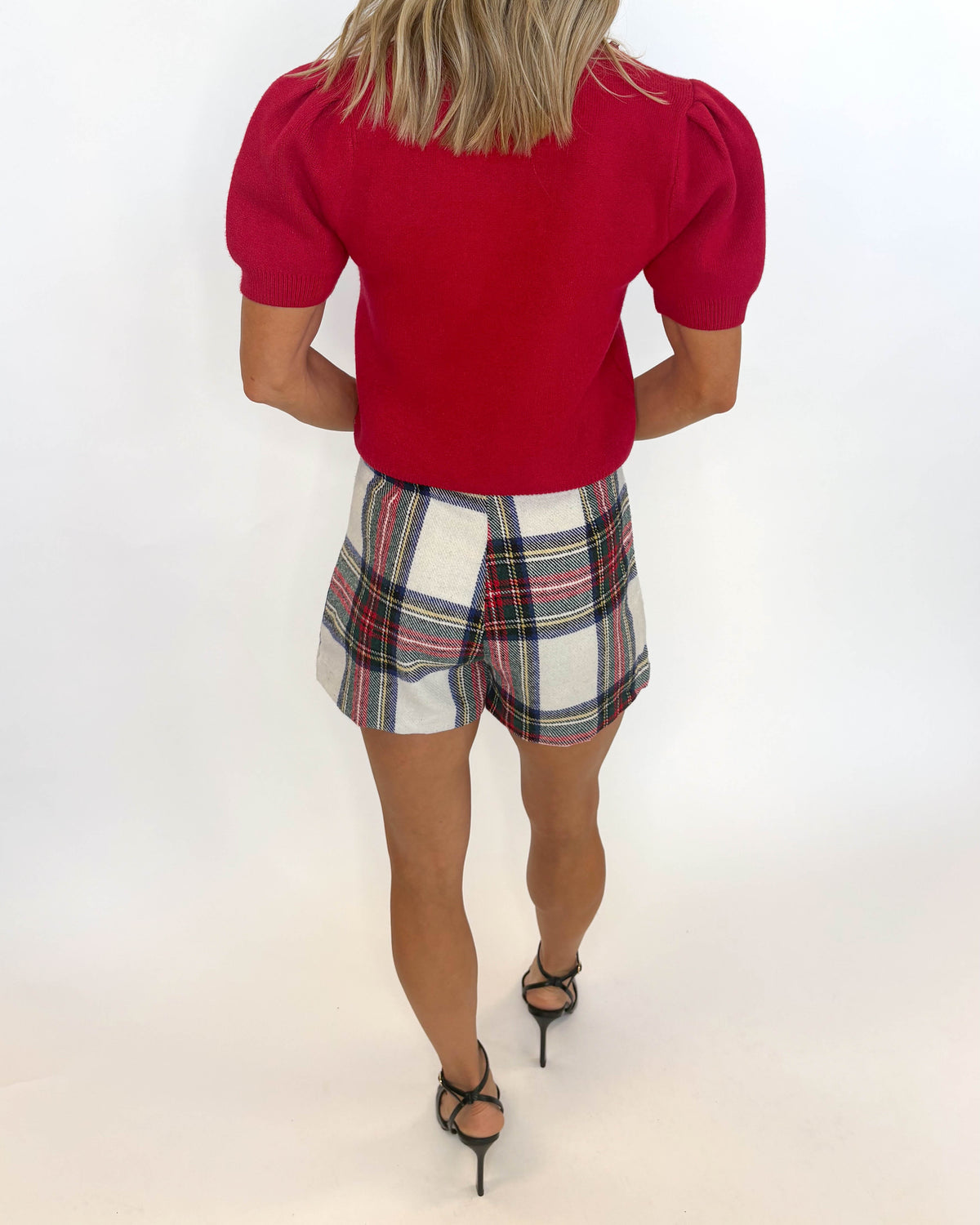 Holiday Cheer Plaid Skort - WHITE