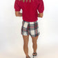 Holiday Cheer Plaid Skort - WHITE