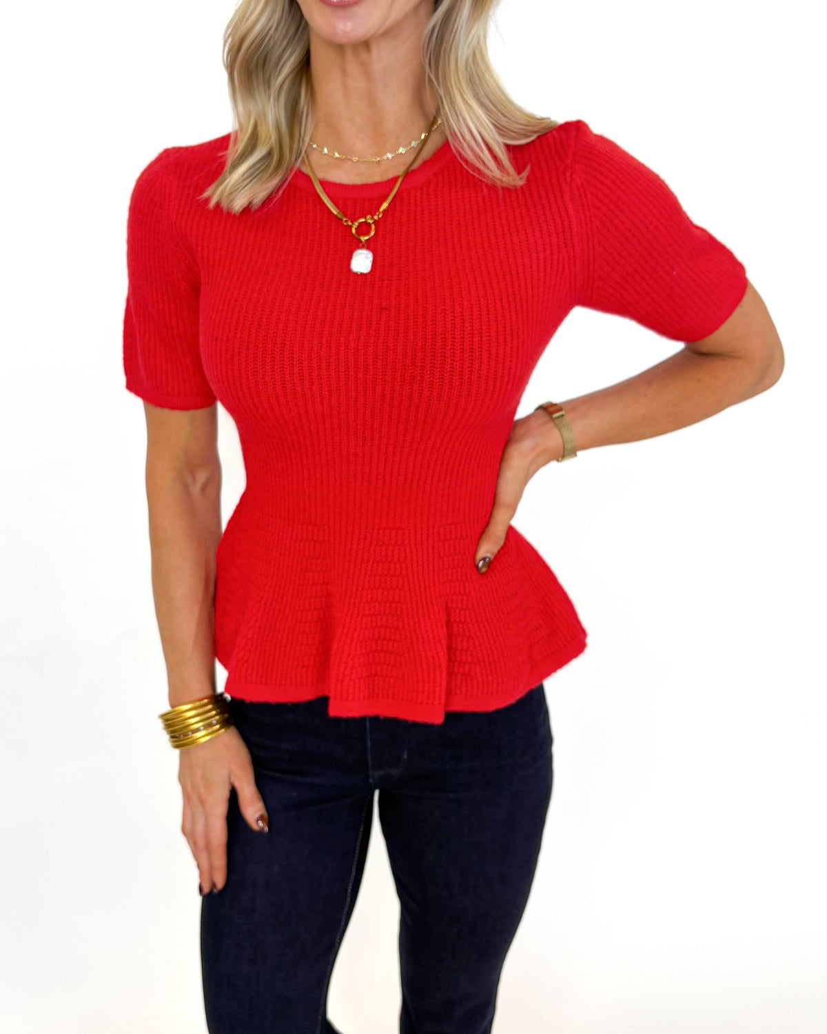 The Merry & Bright Peplum Sweater