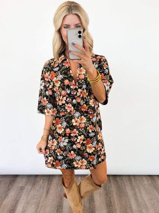 Autumn Bloom Shift Dress