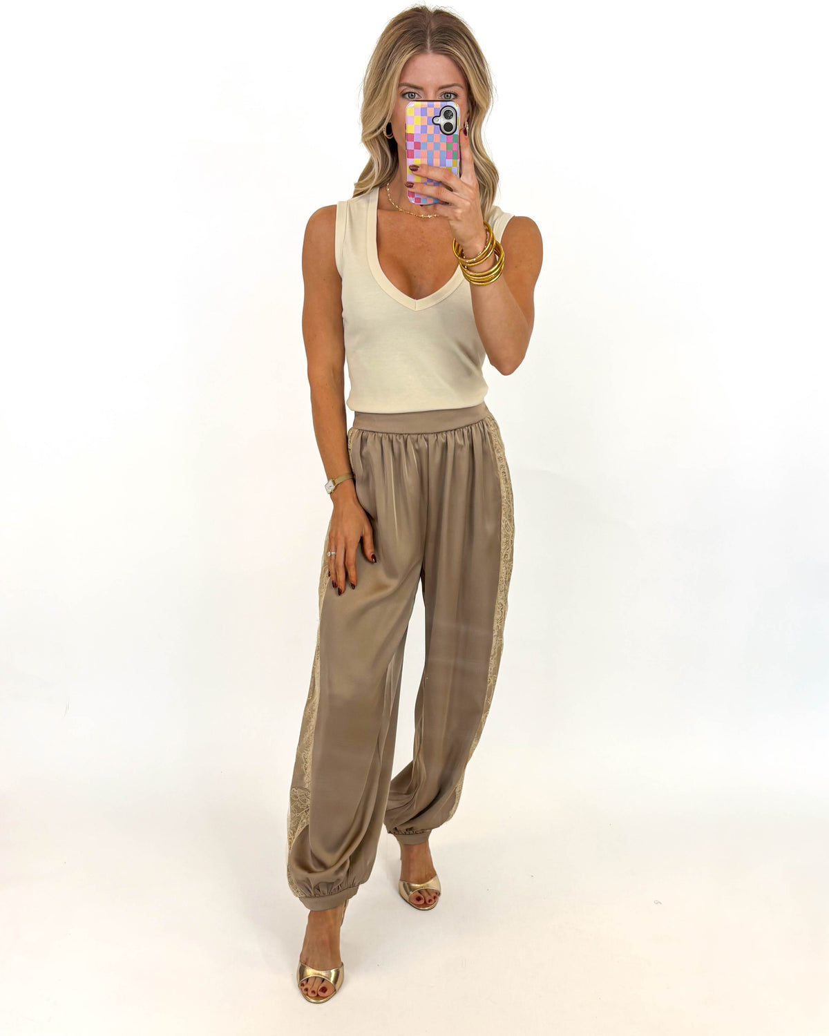 Lace Along Jogger Pants