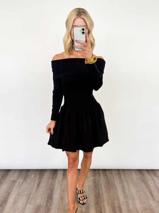 Twilight Aura Off-The-Shoulder Knit Dress